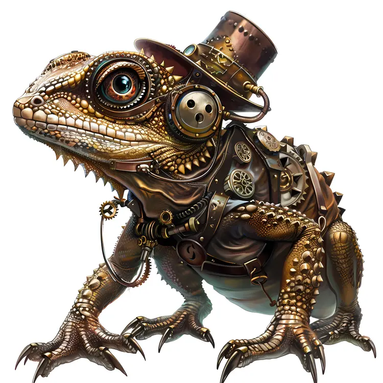Steampunk Lizard with Goggles