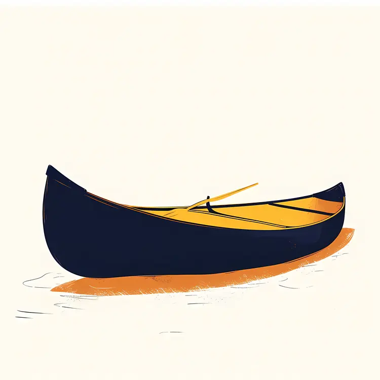 Yellow and Black Canoe with Paddle