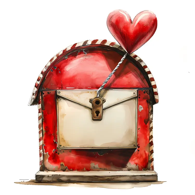 Red Mailbox with Heart for Valentine's Day