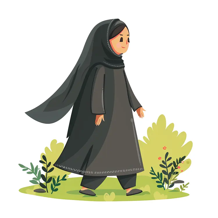 Girl with Headscarf Walking