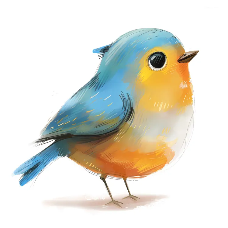 Blue and Orange Bird with Big Eyes