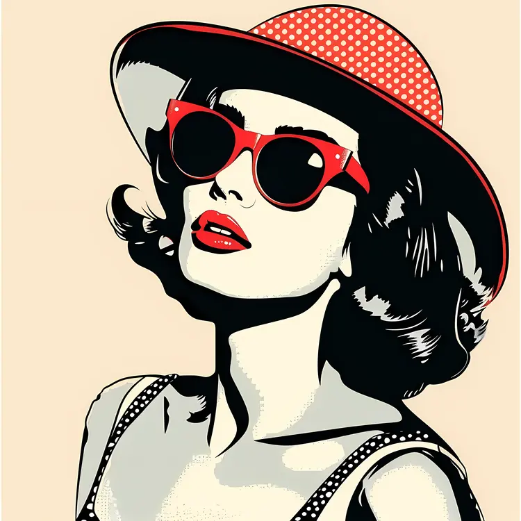 Retro Woman in Red Polka Dot Hat