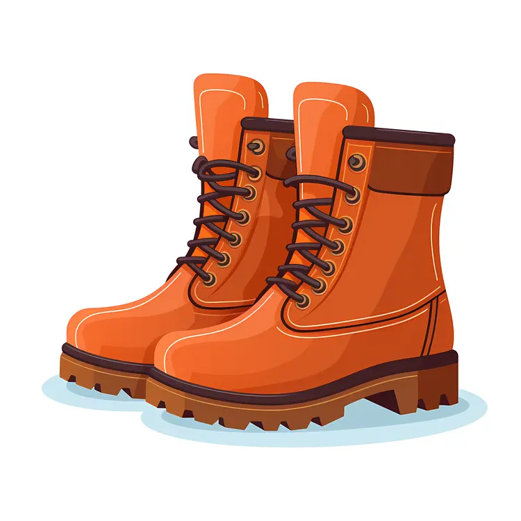 Durable Orange Lace-Up Boots