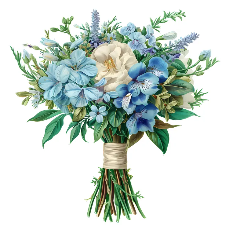 Blue and White Flower Bouquet