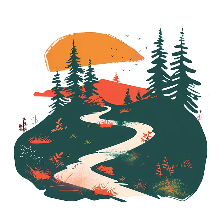 Winding Trail in Sunset Forest