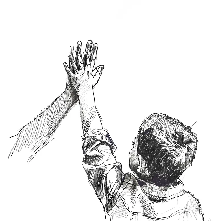 Child High Five Gesture Sketch