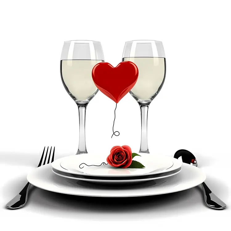 Wine Glasses with Heart and Rose