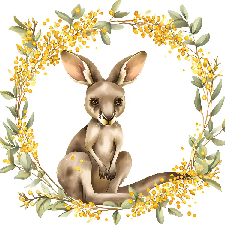 Kangaroo with Yellow Wreath