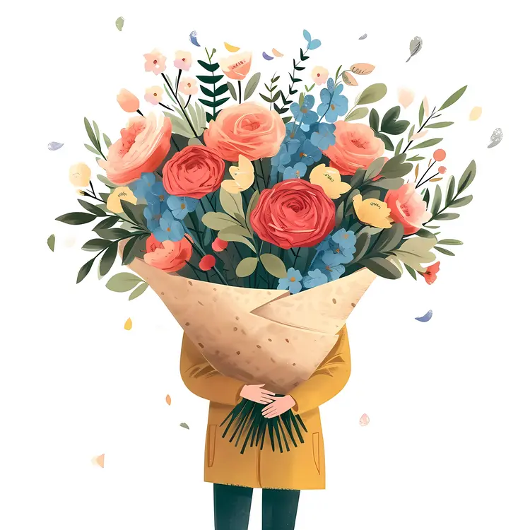 Person Holding Flower Bouquet