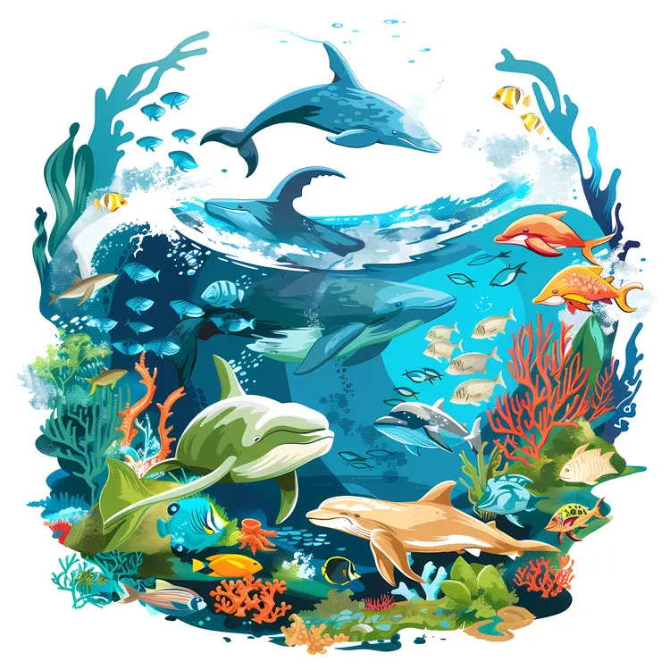 Vibrant Marine Life Illustration