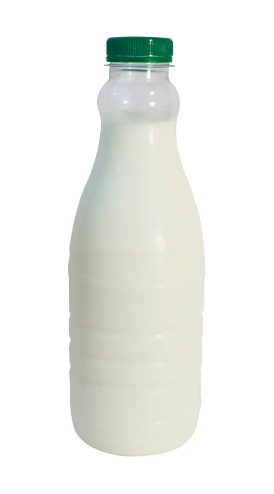 White Milk Bottle with Green Cap