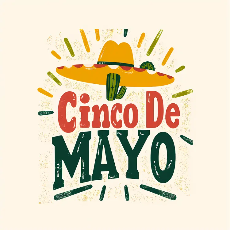Cinco de Mayo Logo with Hat and Cactus