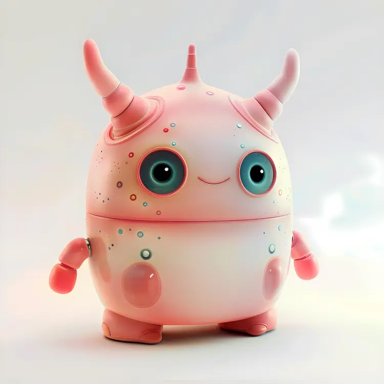 Cute Pink Monster Cartoon Character