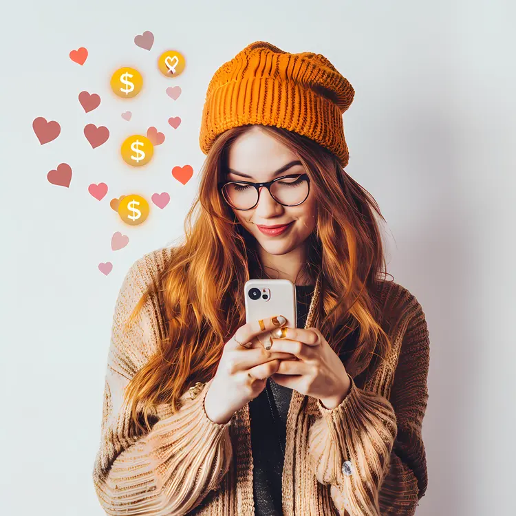 Happy Woman with Smartphone
