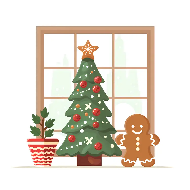 Christmas Tree with Gingerbread Man