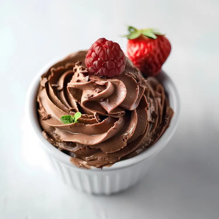Chocolate Mousse with Raspberries in a Cup