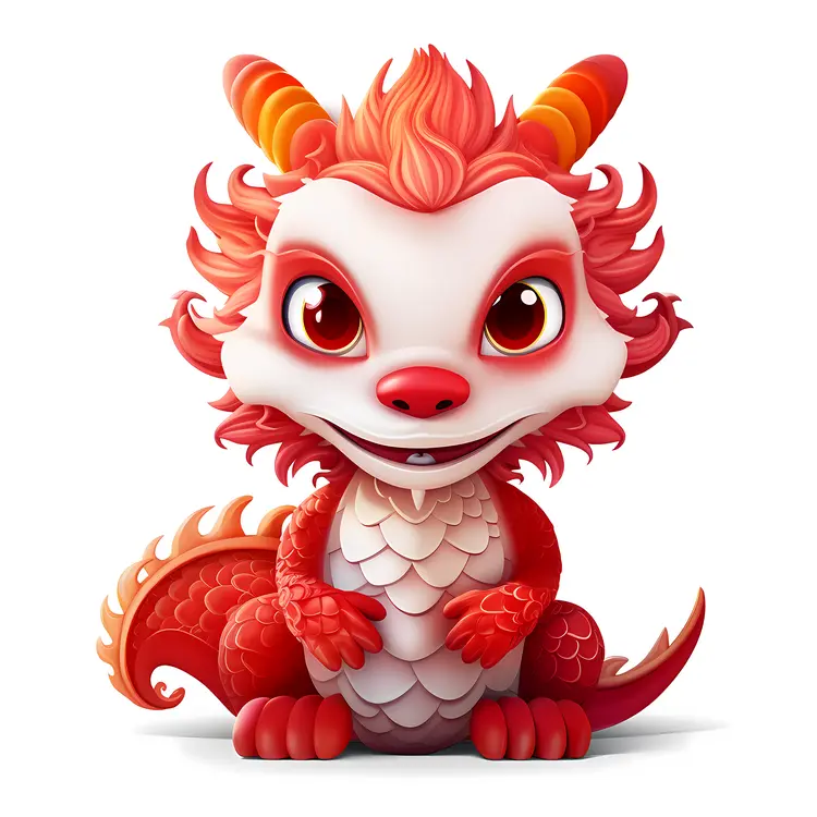 Cute Red and White Dragon