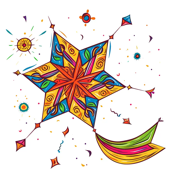 Star Kite with Colorful Patterns