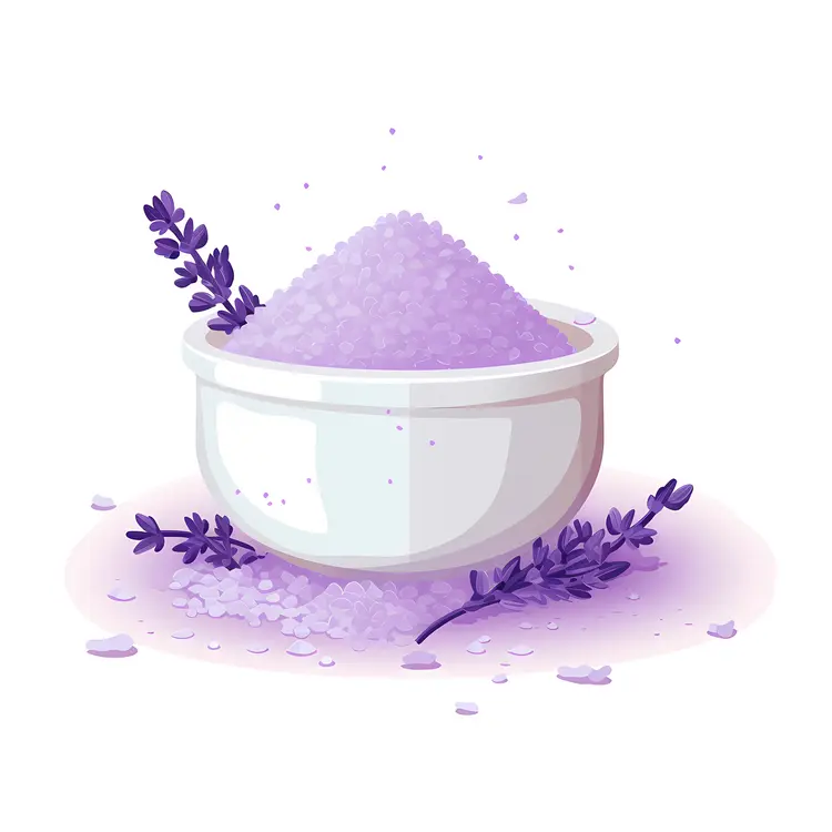 Lavender Bath Salts in White Bowl
