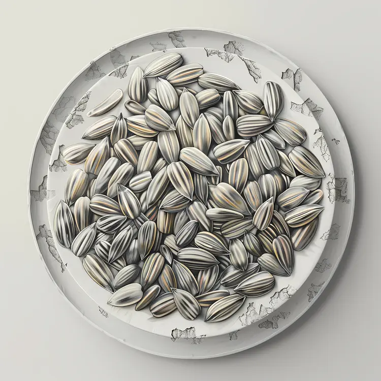 Sunflower Seeds on Patterned Plate