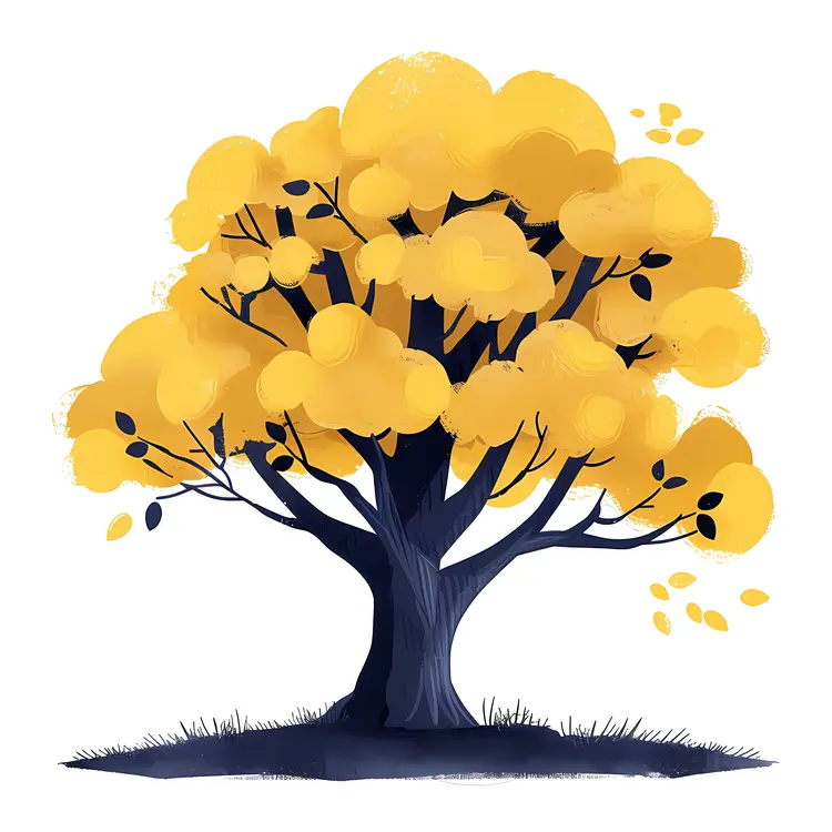 Yellow Tree with Blue Trunk