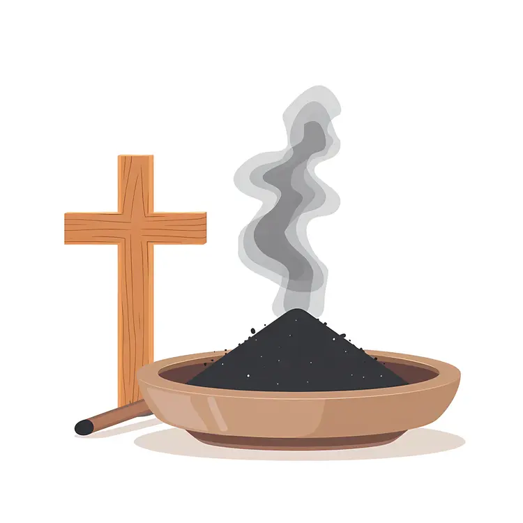 Ashes and Cross in a Bowl with Smoke