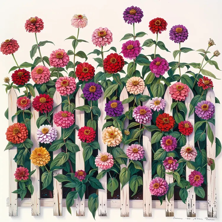 Colorful Flowers by the Fence