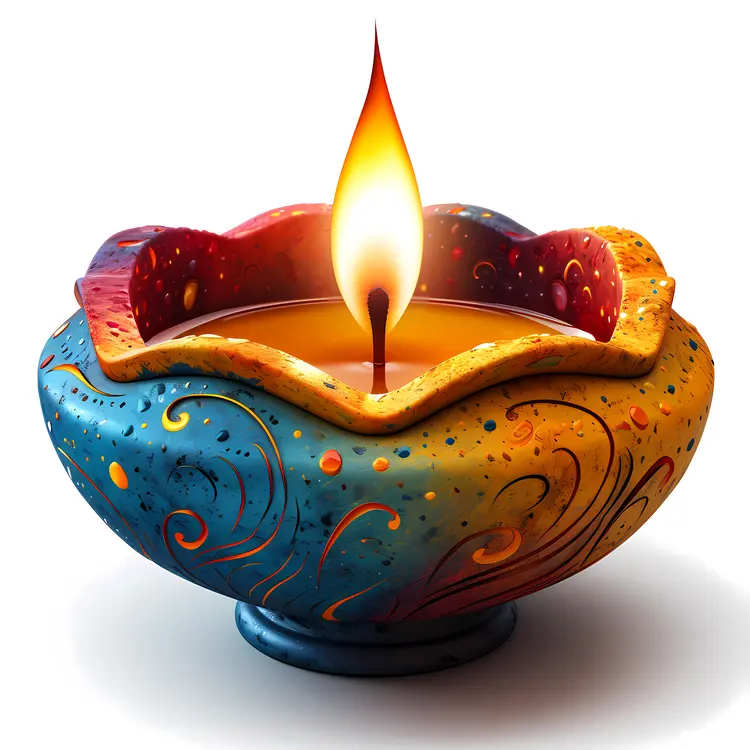 Colorful Decorative Candle with Flame