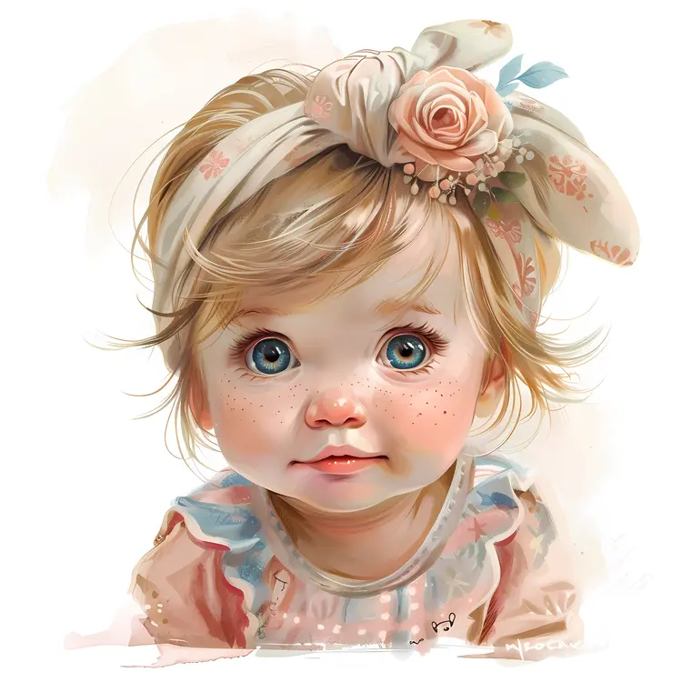 Cute Baby with Headband and Blue Eyes