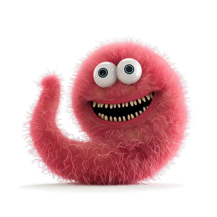 Cute Smiling Pink Furry Worm