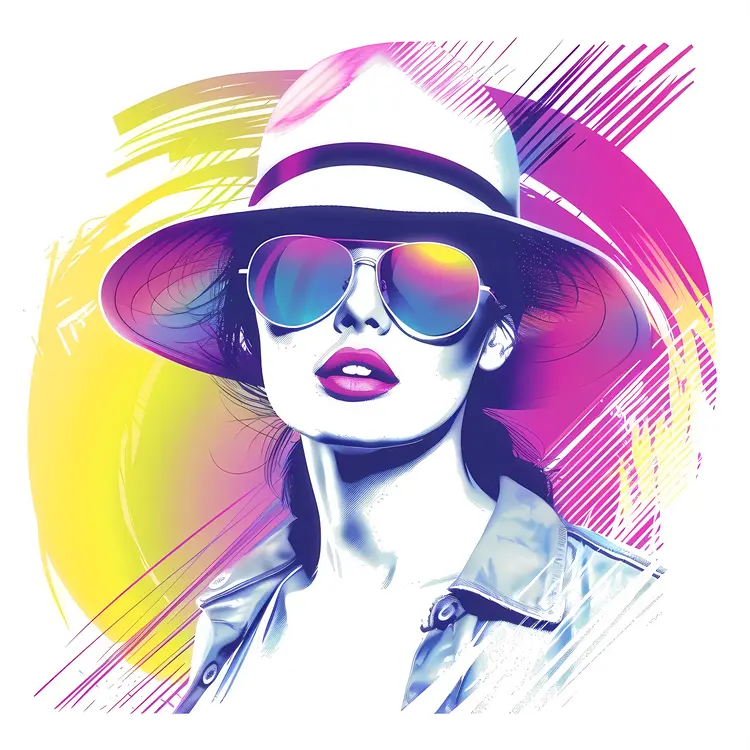 Trendy Woman with Sunglasses and Hat