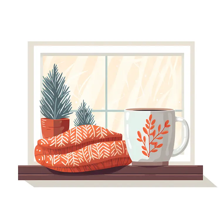 Warm Winter Window with Hot Drink