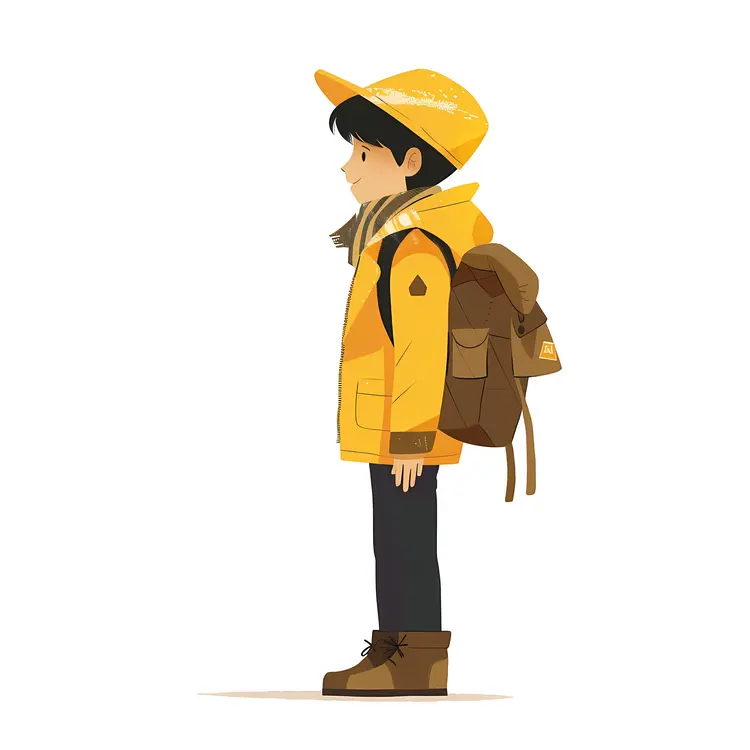 Boy in Yellow Jacket with Backpack