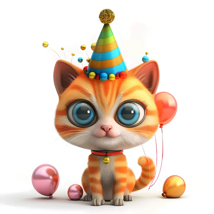 Cute Cat with Party Hat