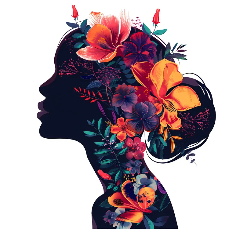 Dark Floral Silhouette Art