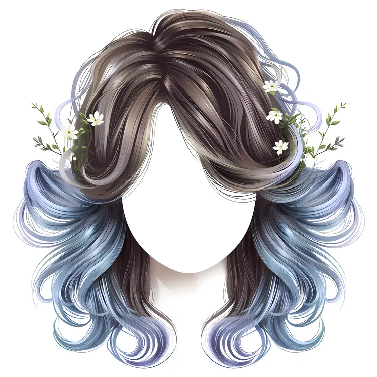 Curly Hair with Floral Decoration