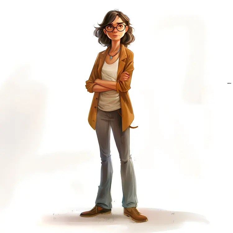 Confident Woman in Casual Outfit with Glasses