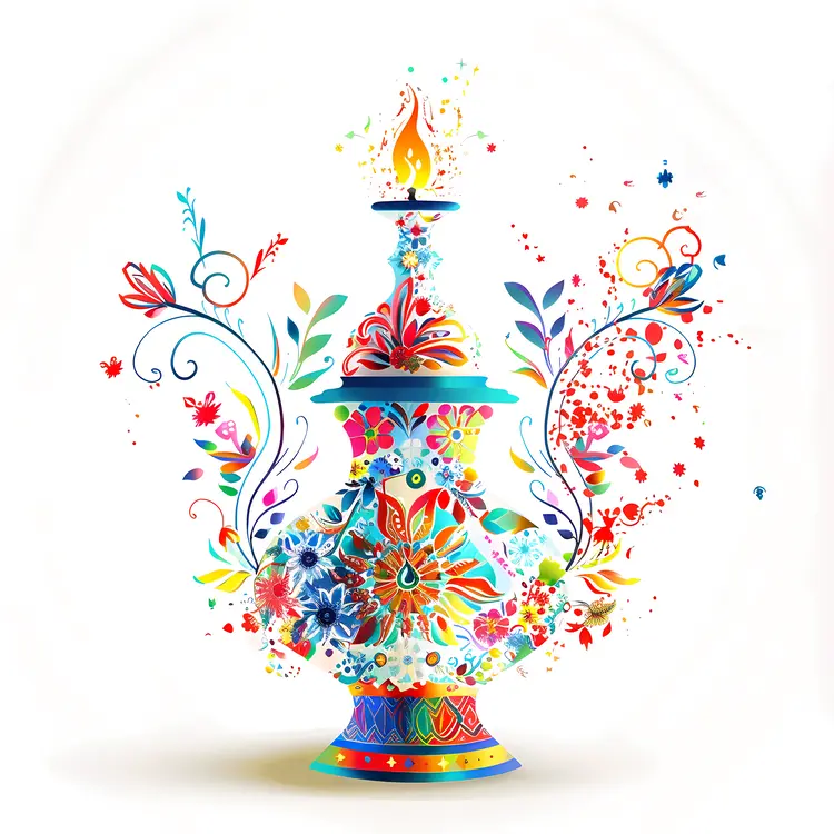 Colorful Floral Lamp with Decorative Patterns