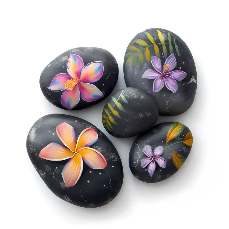 Artistic Decorated Stones with Flowers