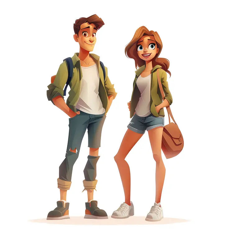 Casual Cartoon Couple