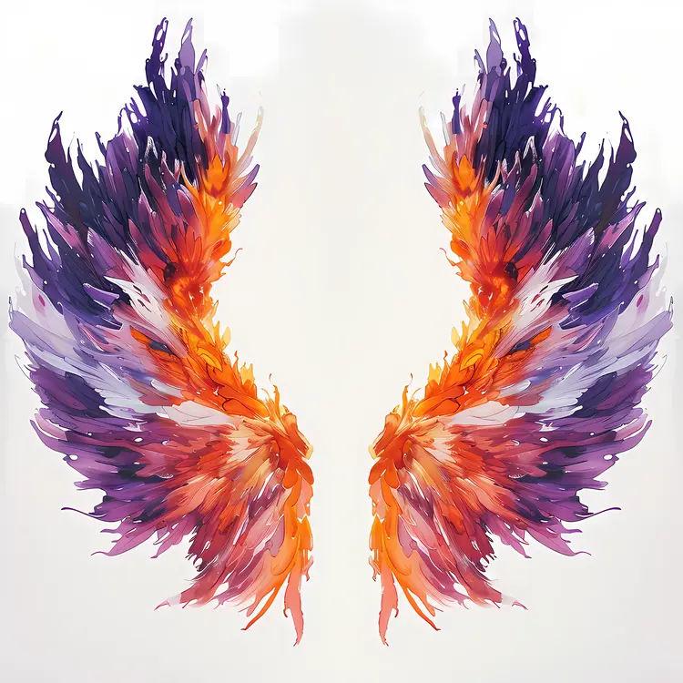Purple and Orange Feathered Wings Art