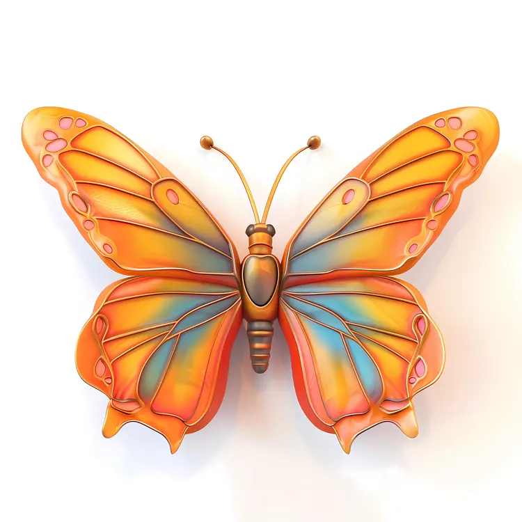 Orange Butterfly with Colorful Wings