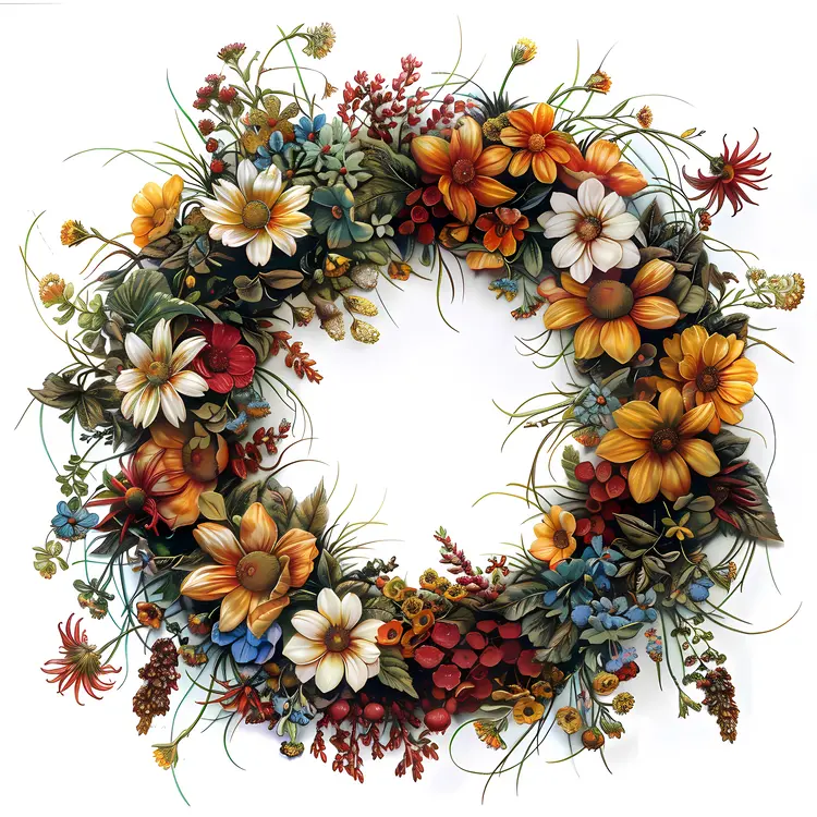 Colorful Autumn Floral Wreath