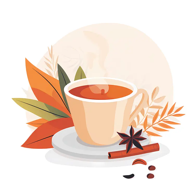 Beige Cup with Tea and Spices Illustration