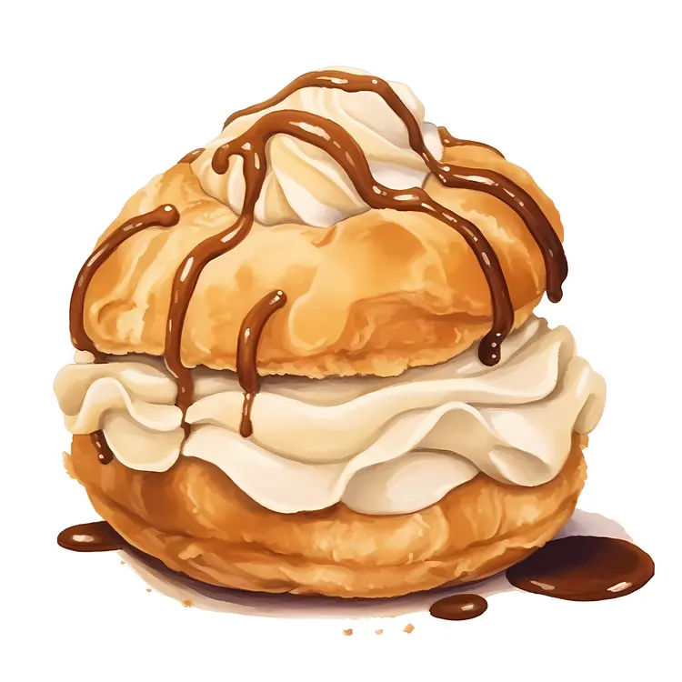 Cream Puff with Chocolate Drizzle