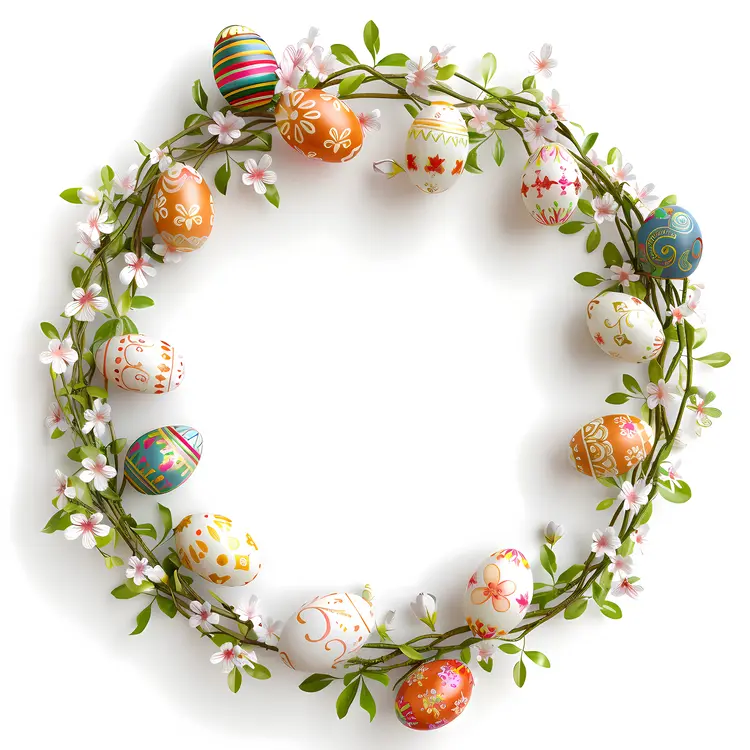 Easter Eggs and Flowers Wreath Frame