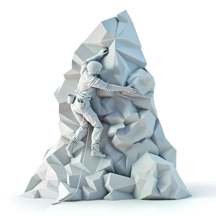 White Climber on Geometric Rock