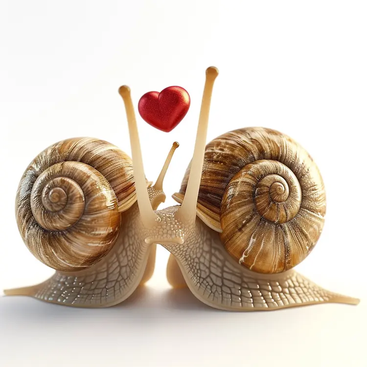 Snails in Love with Hearts