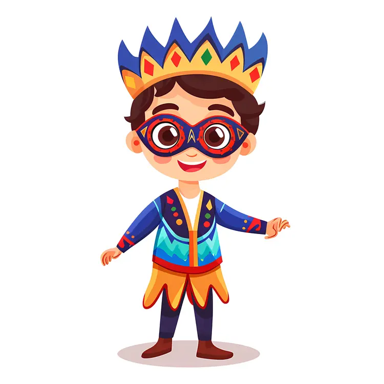 Festive Boy in Costume for Purim
