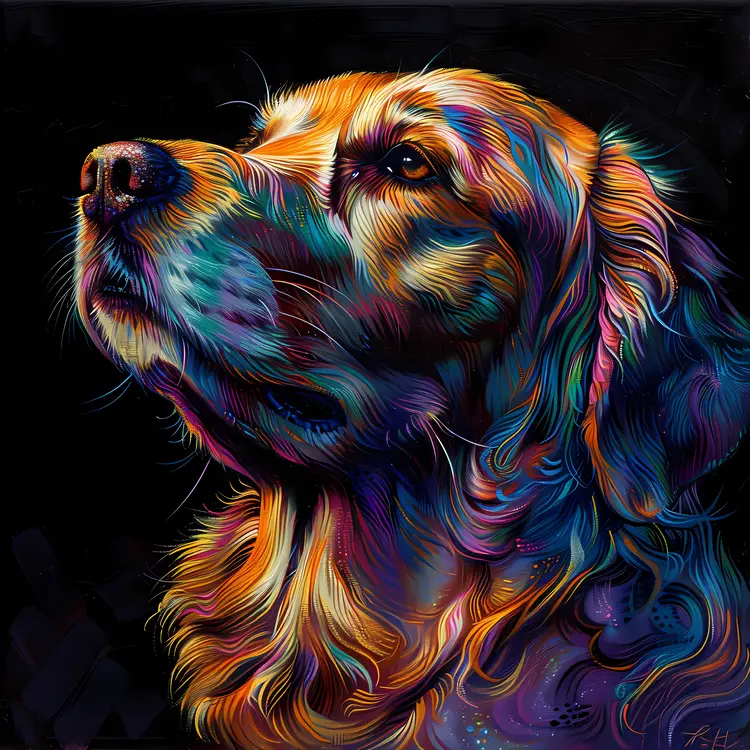 Colorful Dog in Digital Art